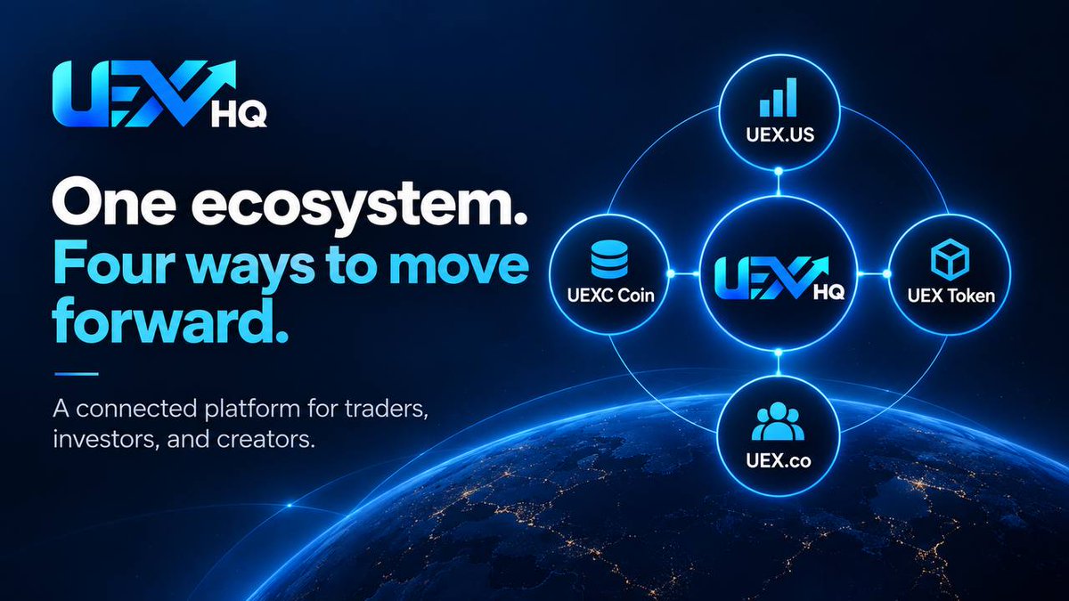 uex_hq's tweet photo. UEX HQ - the vision connecting the UEX ecosystem.

From https://t.co/UvMS2l2Gsg and UEXC Coin to UEX Token and https://t.co/2mwVqS2Xpe, each part brings a different experience together under one growing platform.

One ecosystem. Four ways to move forward. https://t.co/rCtAEE6971