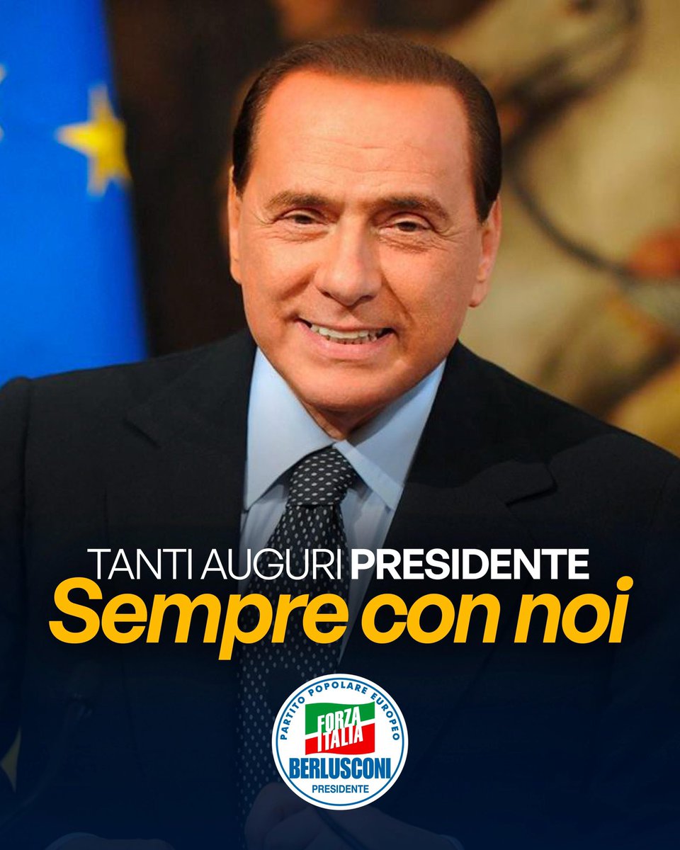 forza_italia's tweet photo. Oggi sarebbero stati 90. Auguri, Presidente 🩵 https://t.co/Jemwrhu84J