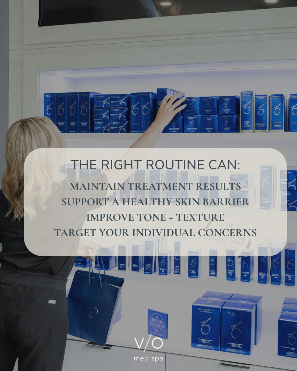 VIOMedSpaFM's tweet photo. Your treatment is only part of the plan.

What you use between appointments can help support your skin barrier, maintain results and target the concerns you are actually working on.

That’s why we carry ZO Skin Health at V/O Med Spa Fort Myers.

#ZOSkinHealth #FortMyersSkincare #VioMedSpaFortMyers