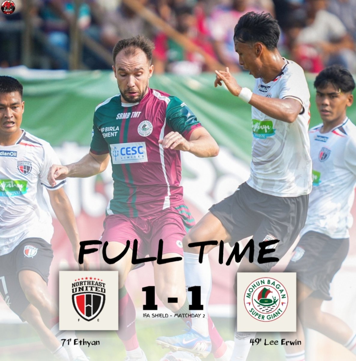 JolokiyaTalks's tweet photo. FT: NEUFC 1-1 MBSG

A great end to the match where Dipesh made a crucial penalty save, immediately after which Ethyan equalised. Bose should have been sent off in 2 different occasions but oh well 🤷🏽‍♂️
This game was a test for our squad depth and its safe to say that we've got it😏 https://t.co/bFlxt7tnHa