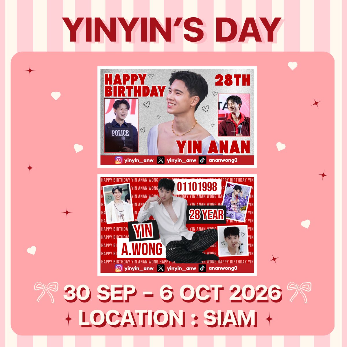 iamaoy_y's tweet photo. ✨ YINYIN’S DAY 28 TH 🥳

วิ่งแถวสยาม เริ่มพรุ่งนี้ ใครเจอพี่สุดหล่อฝากถ่ายมาอวดด้วยน้า 🫳🏻✨

🛺 : 3 คันกั๊บ ~
📍 : SIAM

- 𝑺𝒑𝒆𝒄𝒊𝒂𝒍 𝒕𝒉𝒂𝒏𝒌𝒔 -
@thai_milkteee , @jjjj039 

#YinYin28thProject 
#yinyin_anw ; @yinyin_anw https://t.co/4KqWStXnlJ