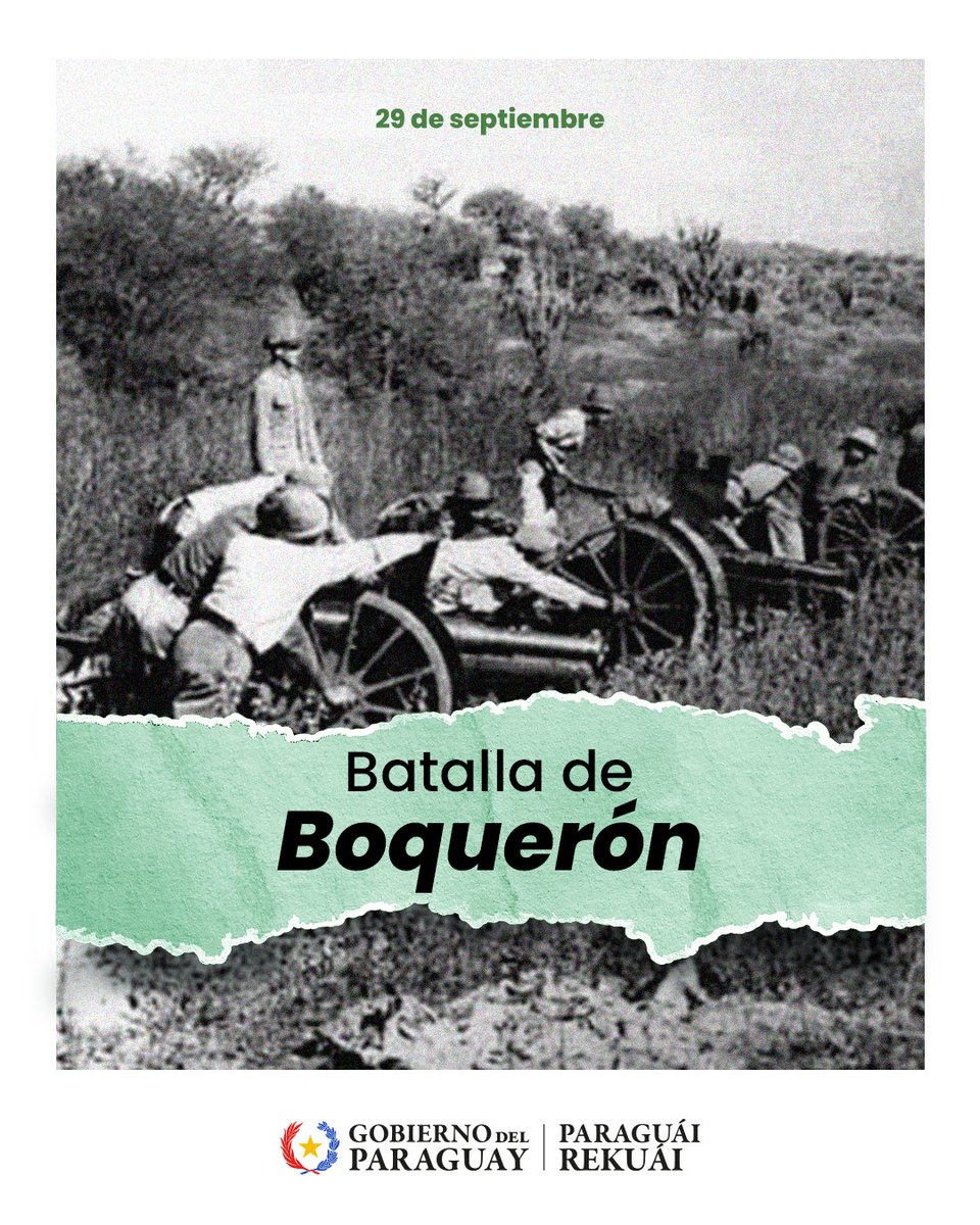 MTESS_PY's tweet photo. 🇵🇾¡Batalla de Boquerón!

Hoy conmemoramos la Victoria de Boquerón, ocurrida el 29 de setiembre de 1932, uno de los acontecimientos más significativos de la historia del Paraguay.

Recordamos con respeto y gratitud a quienes protagonizaron aquella gesta, marcada por el valor, el sacrificio y la defensa de la soberanía nacional.
