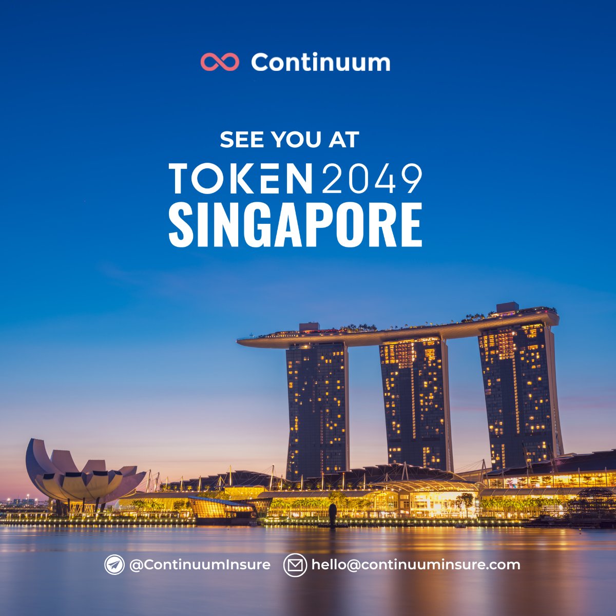 ContinuumInsure's tweet photo. Continuum is at @token2049 Singapore all next week, our 5th year running 🇸🇬

We help Web3 companies protect digital assets and secure cyber, tech PI and D&amp;O cover.

Want to meet? DM us or reach us on Telegram @continuuminsure https://t.co/cDt64I3mUs