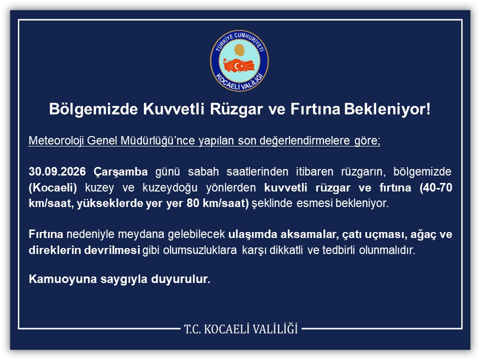 kocaelivaliligi's tweet photo. Bölgemizde Kuvvetli Rüzgar ve Fırtına Bekleniyor!
@afadkocaeli 
⬇️
https://t.co/Eb2VzKiX2h https://t.co/CHCYu8ds5a