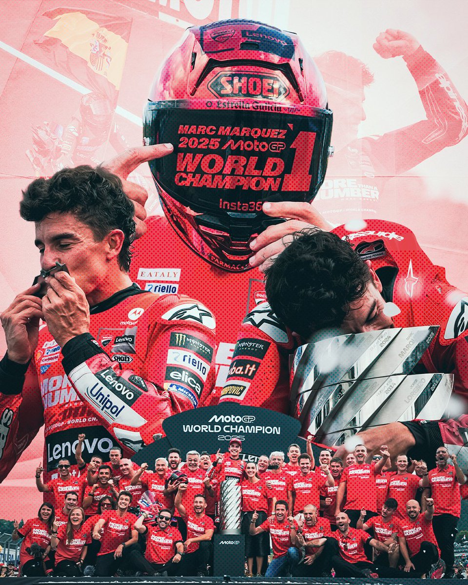 MotoGP's tweet photo. One of the biggest comebacks in sporting history! ✨

Relive @marcmarquez93's seventh #MotoGP title by shopping his collection! 👑👉 https://t.co/lCqyghruGk

#MoreThanANumber | #JapaneseGP🇯🇵 https://t.co/685uhVuPSO