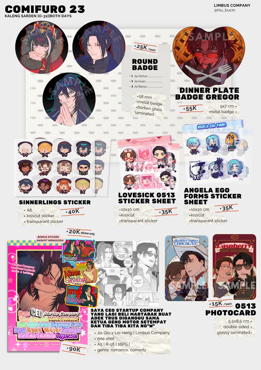 hiu_bucin's tweet photo. ✨PRE-ORDER COMIFURO 23 
⭐Limbus Company
🐟Booth Kaleng Sarden  [O-31] 
🗓 29 September - 06 October 2026 
🔗Link in Reply! 

#comifuro #comifuro23 #cf23catalogue https://t.co/DlODbdebZT