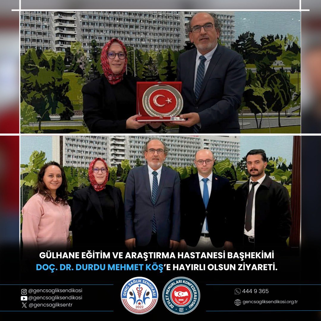gencsagliksentr's tweet photo. Genel Başkan Yardımcımız Betül İkiz Akbulut, Ankara Üniversite Hastaneleri Şube Başkanımız İbrahim Çiçek ve şube yönetimimiz, Gülhane Eğitim ve Araştırma Hastanesi Başhekimliği görevine yeni atanan Doç. Dr. Durdu Mehmet Köş’ü ziyaret ettiler.

Ziyarette meslektaşlarımızın talepleri ve sahadaki sorunlar da görüşüldü.

Yeni görevinin hayırlı olmasını diler, başarılı bir dönem temenni ederiz.