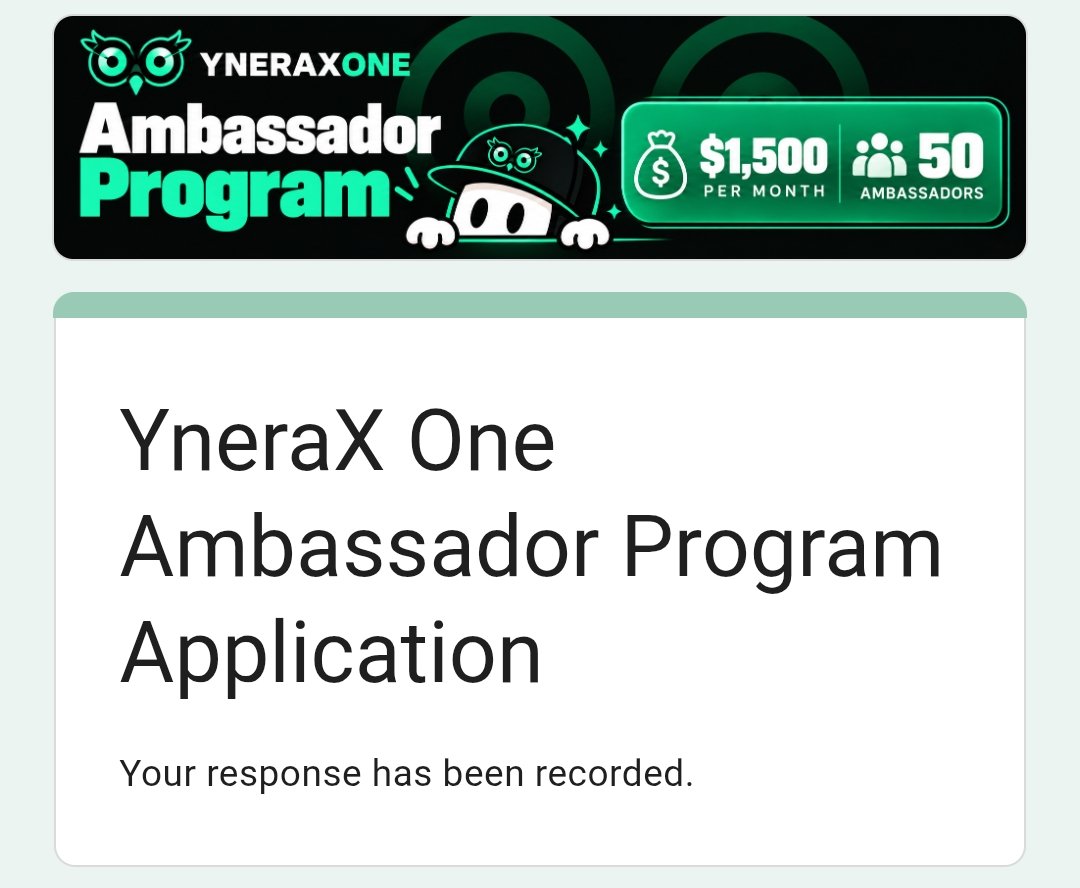 binfergu_eth's tweet photo. Hey xfam Introducing the Newly launched ambassador program π
@yneraxone looking for content creators.
Salary: $1500/month
Available Spots: 50
π How to Join:
- Link to the forms: https://t.co/gWTjEUEANh
- Submit the required details.
- Wait for the approval.
#ynerax https://t.co/29C00w1Wlw