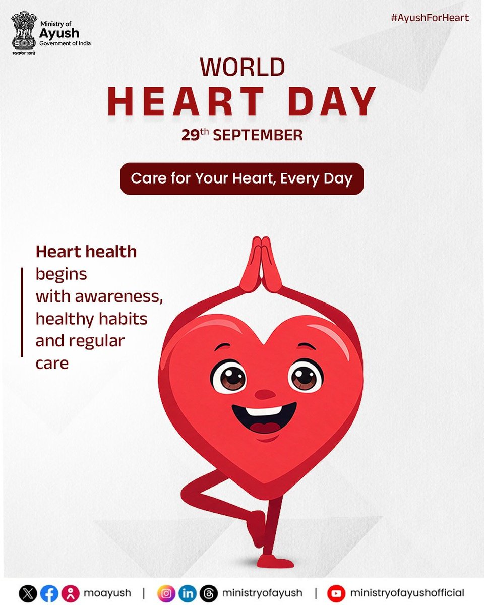 IndEmbDoha's tweet photo. On World Heart Day, let's take a moment to understand the importance of heart health and everyday well-being. Small, mindful choices can help keep heart health in focus.

في اليوم العالمي للقلب، دعونا نتوقف لحظةً لندرك أهمية صحة القلب والعافية في حياتنا اليومية؛ فالاختيارات البسيطة والواعية يمكن أن تساعدنا في الحفاظ على صحة القلب كأولوية.

#AyushForHeart #WorldHeartDay2026  #HeartHealth #HealthyHeart #HeartCare 

@PMOIndia |@narendramodi | @secymoayush |@PIBIndia @MEAIndia @DrSJaishankar |@PIBAYUSH|@DDNewslive |@sansad_tv |@AIRNewsHindi I @mygovindia