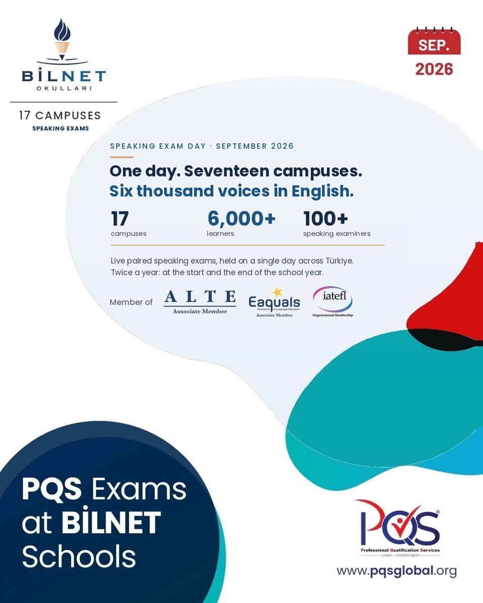 Fatihceylan1111's tweet photo. 6,000 live speaking exams. 17 locations. One day. 🎤

Face to face, real examiners, one CEFR standard — delivered by PQS Global in Türkiye with @Bilnet Okulları.

Speaking, assessed properly. At scale.

#PQSGlobal #Türkiye #CEFR #SpeakingExam #EdTech https://t.co/rIuljxkp0O
