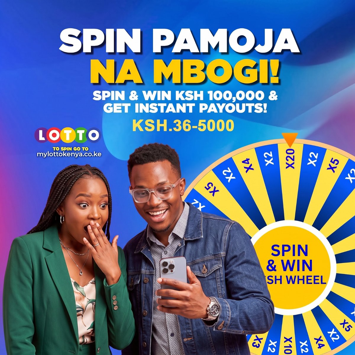 mylottokenya's tweet photo. NA SPIN MOJA TU CASH INAINGIA INSTANT! 🔥
Spin kutoka KSh 36–5,000 tu! 
Tap, spin na uone kama wewe ndiye utakamata win ya leo! 
 Stand a chance to win up to KSh100K in seconds!
 Play straight from M-Pesa
PB 777000 | AC WEB
🌐 https://t.co/OTFQz5mqFV

🔞 18+ | PLAY RESPONSIBLY https://t.co/eEEUdj4VFe