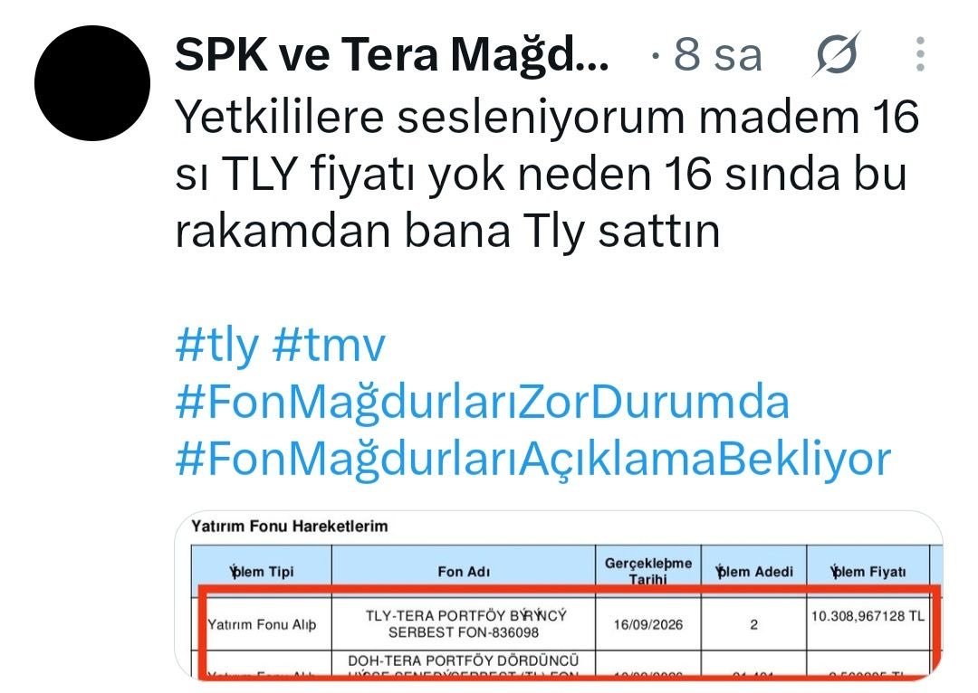 kiyashaber2's tweet photo. 🔴 2 haftadır 16 Eylül satışı fiyatını açıklamayan ve 'PBLK' durumdakilere bile parasını vermeyen TLY'nin 16 Eylül'de alım fiyatının belli olduğu ortaya çıktı.

• Alım fiyatı belli ve alım yapılabiliyorsa teknik ve hukuki olarak satım fiyatının da belli olması gerekiyor. https://t.co/E45MafcNPd
