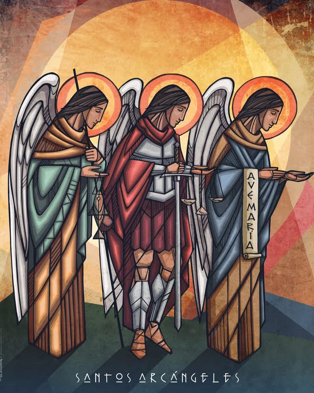Pdre_Rafa's tweet photo. "San Miguel, ayúdanos en el combate por la salvación. San Gabriel, tráenos la buena noticia de que Jesús nos ha salvado y danos esperanza. San Rafael, tómanos de la mano y ayúdanos en el camino hacia nuestra plena sanación". Amén. https://t.co/ImcuNU4eLh