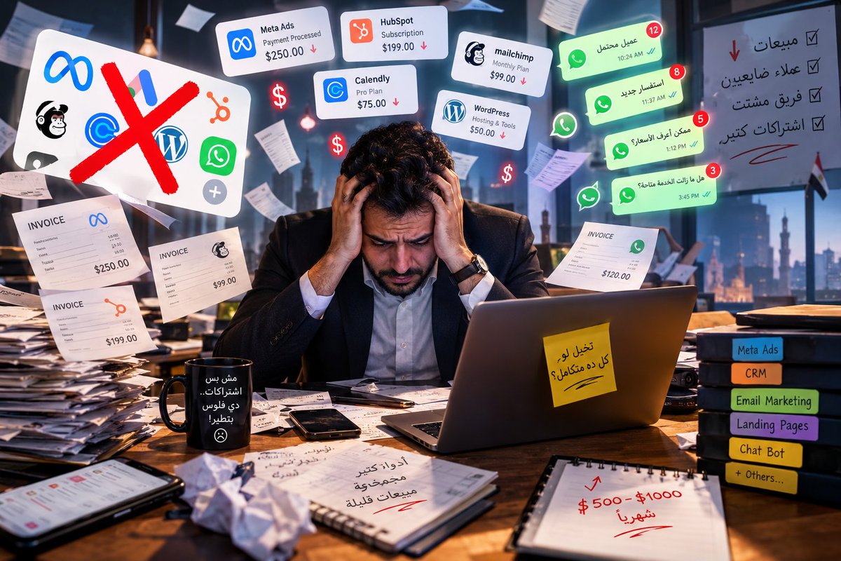 BeatAppio's tweet photo. أول الشهر: Ads + CRM + Email + Landing Pages + WhatsApp… 💸

فجأة ��تدفع $500-$1000 شهريًا، والـLeads تايهة، والمبيعات بتضيع، والفريق فاتح Tabs بالعبيط! 🤯

ليه البيزنس يتحول لـ«مستنقع اشتراكات»؟

إنت بتدفع كام شهريًا؟ 👇

#CRM #SaaS https://t.co/zpX7BHqX7u