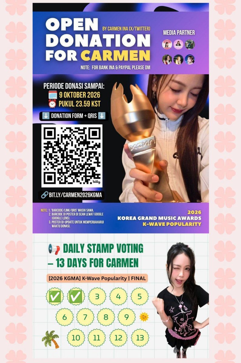 fwoomelz's tweet photo. Nabung donasi hari ini buat #CARMEN
mulai dari 2K, 5K, 10K. berapapun tiap hari, berarti banget. Setor ke sini:
🔗https://t.co/oi3w0QS0Z3

drop vote jg nih. 1 2 3 vote, oke. bayangin ada 1000 orang ikut, bisa dapat 1000+ vote

Yuk, ikutan! HWAITING!

#카르멘 #DukungCarmen2026KGMA https://t.co/NP4oPsz5NQ