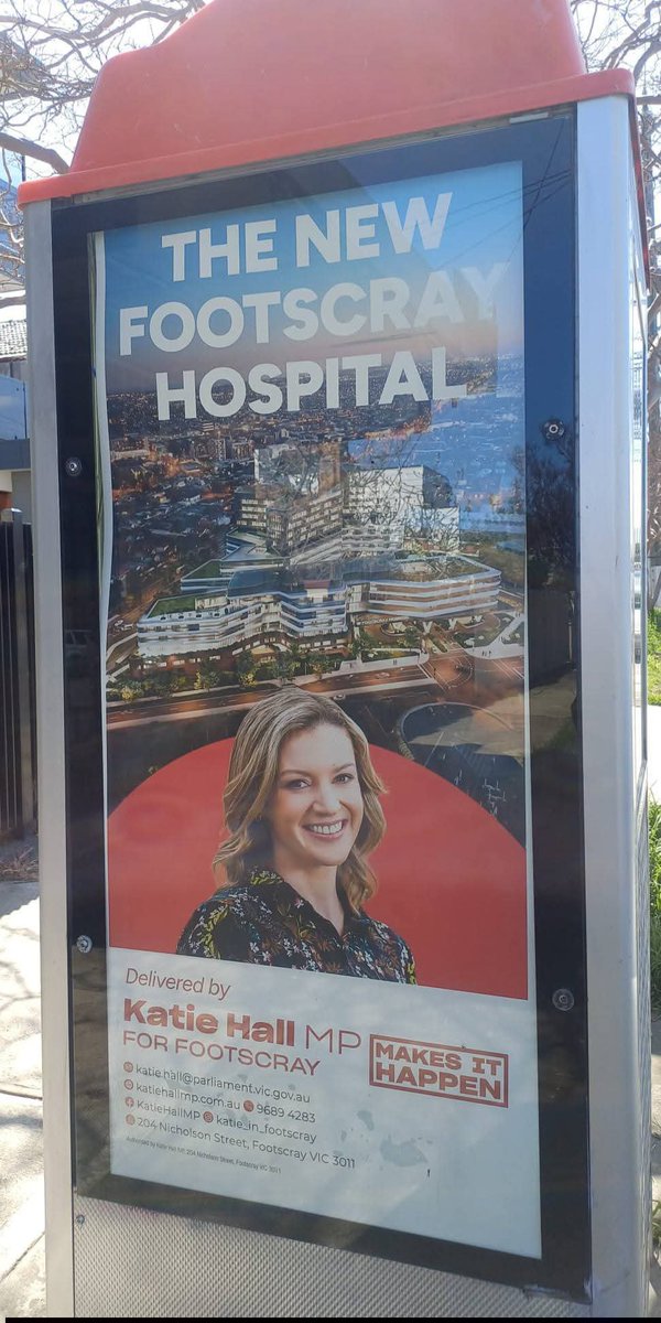 anth0888's tweet photo. Headlining the Age - The new Footscray hospital in CRISIS.
Rather inconvenient and politically awkward the Footscray Labor MP Katie Hall has public phone booth election campaign adverts promoting the hospital (in crisis) as an accomplishment.
#auspol #springst https://t.co/MZclSWKbcR