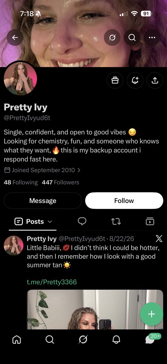 MissIvyAndrews's tweet photo. Go report and block @PrettyIvyud6t 

I mean with the username how it is I really shouldn’t have to say it’s a scam… it should be blatantly obvious that’s not me and is probably a man.

But please be a doll and report on telegram as well. 🫶🏼 Username is on their page and in the photos I’ve included below.