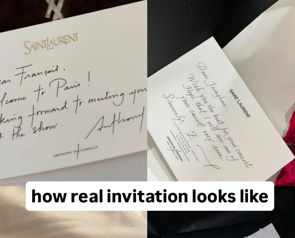 pjmnology's tweet photo. when felix faked his own invitation letter only to get exposed by other YSL invitees later 😭 https://t.co/uTx6P9C6eu