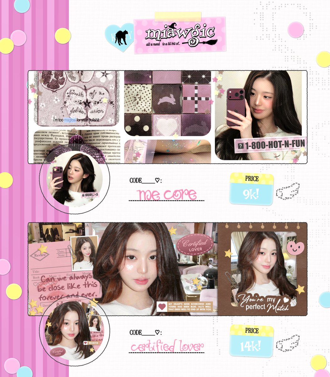 miawgic's tweet photo. help repost, furriendz!

binar punya layout ready stock wonyoung yang bisa dijemput sekarang di dm/tele binar. untuk code &amp; harganya sudah tertera di pic, free retext nick yap. ayo jajan!!! <3

#zonauang https://t.co/ydgR5vjhwL