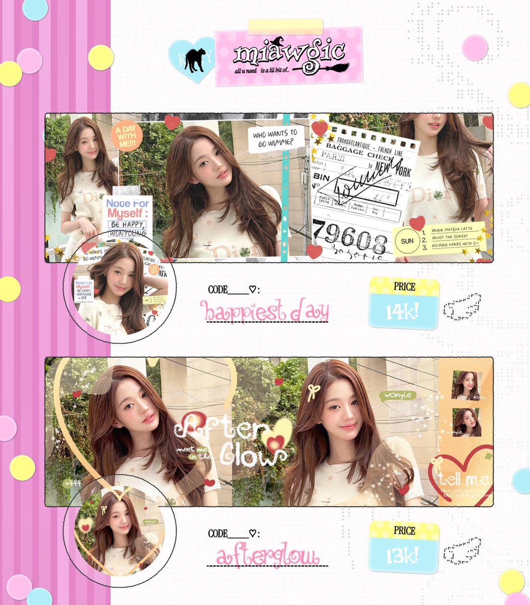 miawgic's tweet photo. help repost, furriendz!

binar punya layout ready stock wonyoung yang bisa dijemput sekarang di dm/tele binar. untuk code &amp; harganya sudah tertera di pic, free retext nick yap. ayo jajan!!! <3

#zonauang https://t.co/ydgR5vjhwL