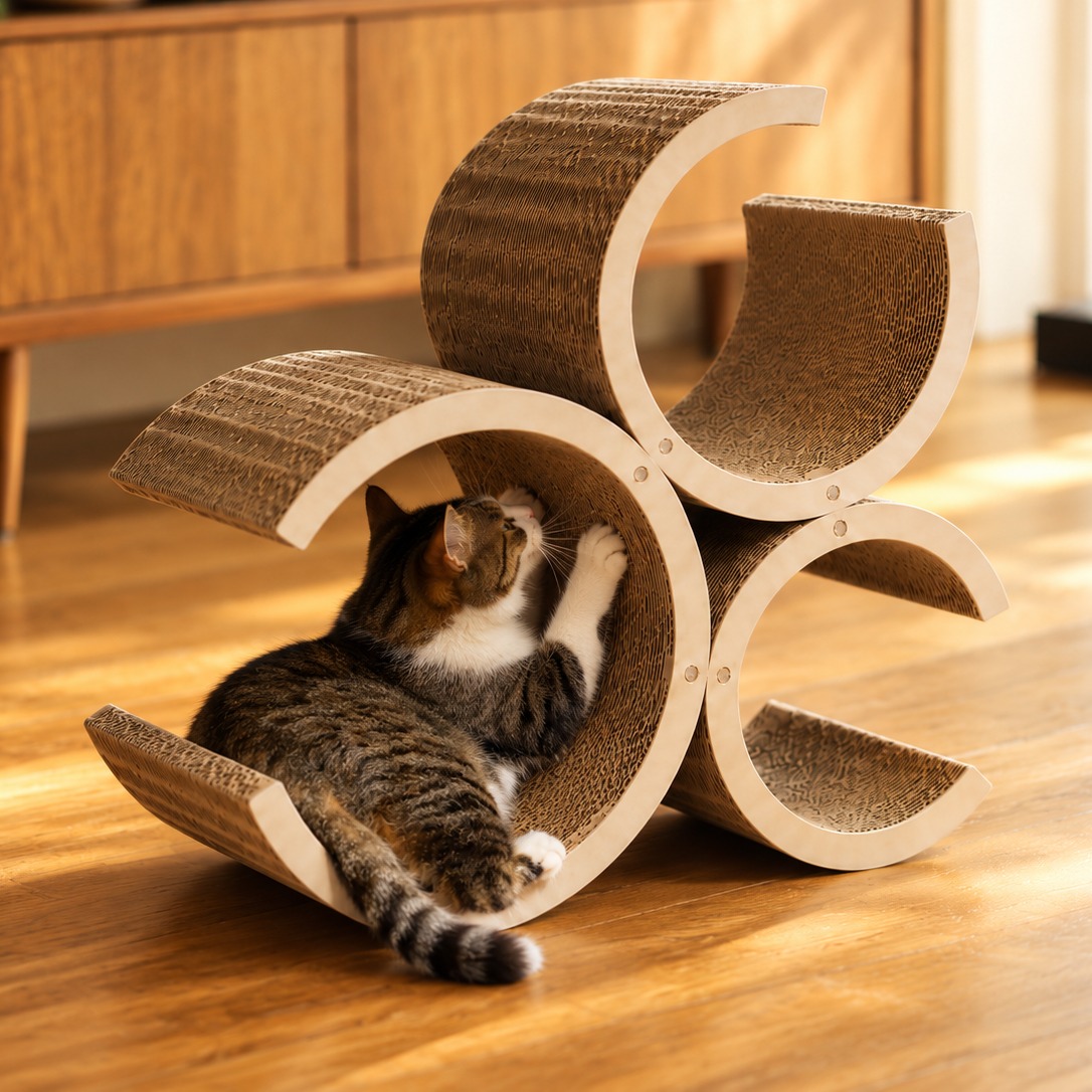 cat_cellar's tweet photo. 新商品Cat Tube(キャットチューブ)発売✨
トンネルを拡張したデザインインテリア
ベッド・タワー・爪とぎ・ハウス、様々な機能がオールインワン。
特注の高強度段ボールで研ぎカスでが出にくく、猫の一生に寄り添う長持ち設計。

発売セールで最大25%OFF。この機会をお見逃しなく。