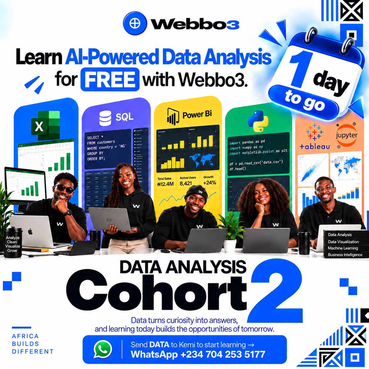 webbo3's tweet photo. 🚨 1 DAY TO GO!

What if data became your next career? 📊

Excel. SQL. AI. Real-world projects. Real mentors.

🎯 1,000 seats.
⏳ Starts tomorrow, September 30.
Don’t wait until the seats are gone.

Send “DATA” to join 👇
https://t.co/NZjDz4QeXu

Webbo3 Academy 🌍 https://t.co/YStghPR082
