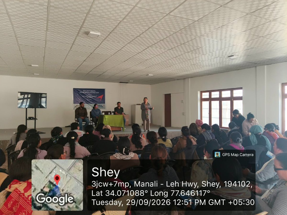 citizens_cf's tweet photo. ☀️ Turning Sunlight into Sustainable Livelihoods | Shey Village, Leh
@citizens_cf under FDP-MEHFIL @HDFCBankCSR facilitated the distribution of 16 solar dryers to local beneficiaries and women-led SHGs at Shey Village, Leh Block, enabling communities to adopt sustainable food processing and preservation practices. 🌱

Through a hands-on demonstration on installation, operation and maintenance, beneficiaries were equipped to reduce post-harvest losses, preserve local produce, add value to agricultural products and create opportunities for additional income. 🤝💚 From technology access to livelihood resilience, Citizens Foundation continues to empower communities with practical, sustainable solutions for self-reliance. 🌍✨

📍 Shey Village, Leh Block | 📅 29 September 2026

@GaneshReddys7 
#CFat29 #SolarDryers #SustainableLivelihoods #WomenEmpowerment #SHGs #Leh #Ladakh #CommunityDevelopment #FoodProcessing #ValueAddition #PostHarvestManagement #SustainableDevelopment #RuralDevelopment #SelfReliance