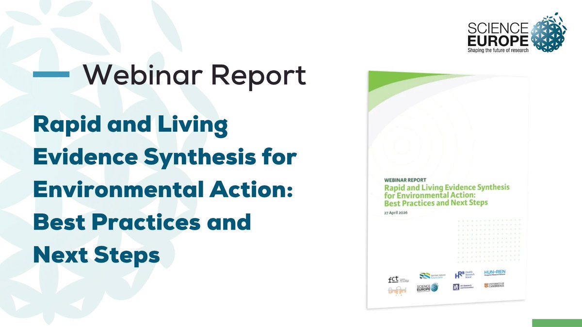 ScienceEurope's tweet photo. During #ESDW2026, we’re highlighting how research supports #sustainabledevelopment by ensuring the right evidence reaches decision-makers when they need it.

Our new report explores how rapid and living #evidencesynthesis can help bridge the gap.

👉 https://t.co/9rru6Ej8fh https://t.co/pk308mMTtC