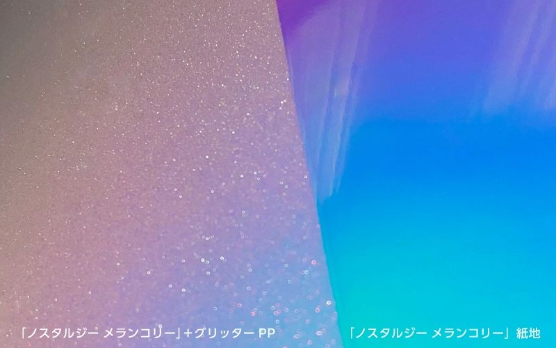 ryokuyousha's tweet photo. ✨大好評加工「グリッターPP」✨
細かな粒子がキラキラ光るシャリシャリ触感で、新刊の表紙を一気に華やかに仕上げてくれます♪ 
偏光紙「ノスタルジーメランコリー」との組み合わせも大人気です💖 秋・冬の特別な同人誌作りにぜひお役立てください🎁

🔻詳細はこちら
https://t.co/TaWywvFox3 https://t.co/YFHKjsCNHi