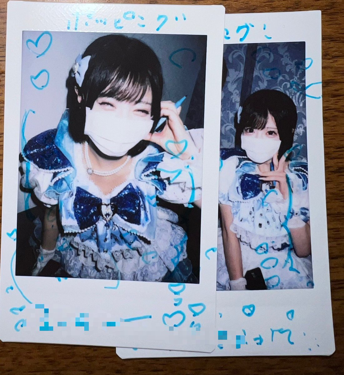 tbkn_future's tweet photo. 昨日のチェキ。金鯱祭。人気曲と新曲とあっていいセトリでした。
マスクこはなちゃん🩵今日はゆっくり休めたかな？ https://t.co/zNrrtiCnAo
