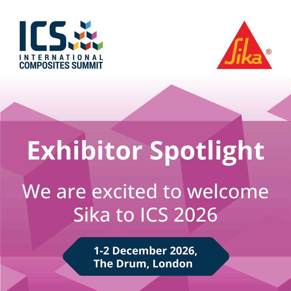 Int_Comp_Summit's tweet photo. We're delighted to welcome Sika as an exhibitor at #ICS2026.

Sika develops high-performance adhesive solutions for composite manufacturing, including technologies for bonding, assembly and repair.

Meet the team 1–2 December at The Drum, Wembley.

#Composites #AdvancedMaterials https://t.co/2rcUjNShPb