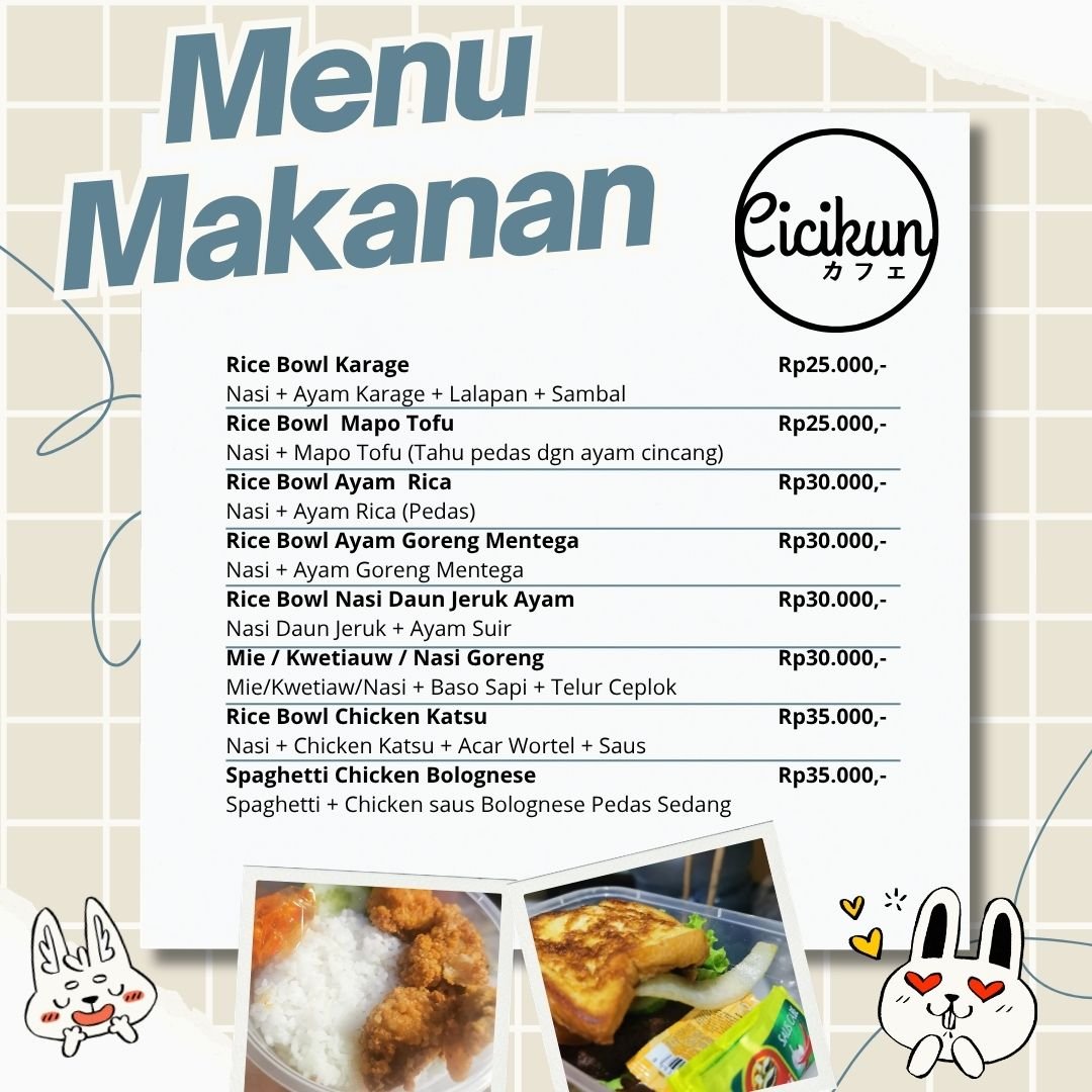 Cicikun27's tweet photo. Halo Cicikun Cafe is back for CF23! 🍱✨
Open PO Makanan buat tanggal 31 Okt - 1 Nov 2026 udah dibuka.
📍 Antar ke Booth / Pickup
⏰ TUTUP PO: 28 Oktober 2026 (Jam 12.00 WIB)
⚠️ Slot terbatas, 
Link order via GForm ada di reply ya! 👇
#CF23 #Comifuro23 #KatalogCF23 #CatalogCF23 https://t.co/29iehuCdCV