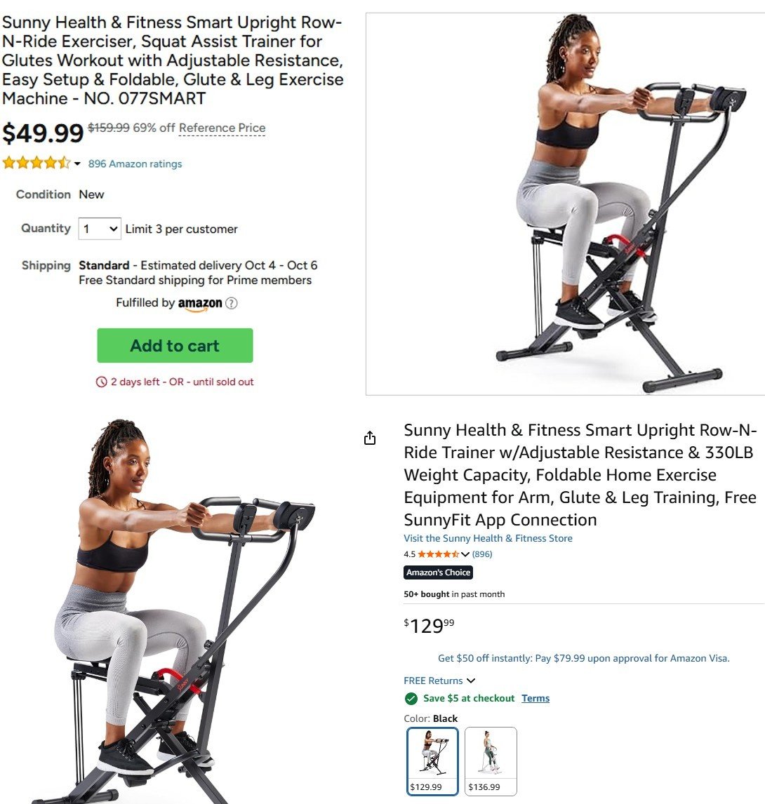 glitchaddicts's tweet photo. SUNNY HEALTH &amp; FITNESS SMART EXERCISER NOW $49 ON WOOT

Originally $159.99 (69% OFF)

Same equipment sells on amazon for $129

Lowest price with free shipping with prime

https://t.co/MgOWQ1OAKS #ad https://t.co/XSN2BIVqZw
