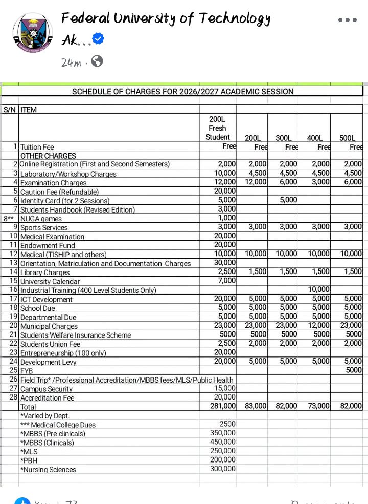 biolahall's tweet photo. School Fees for 2026/2027 Academic session https://t.co/3vJnWCtCHW
