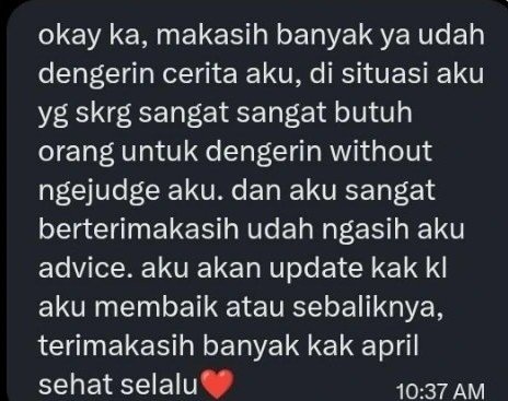 Rossavelle__'s tweet photo. testimoni💌
makasih sudah percaya dan mau berbagi cerita di Jasa Curhat April🙆🏻

halo aku april lulusan psikologi, open jasa curhat start from 20k/jam. dm/chat link di bio untuk booking sesi🌻#jasacurhat #zonauang #zonabu #curhat https://t.co/6DtCZqXprf
