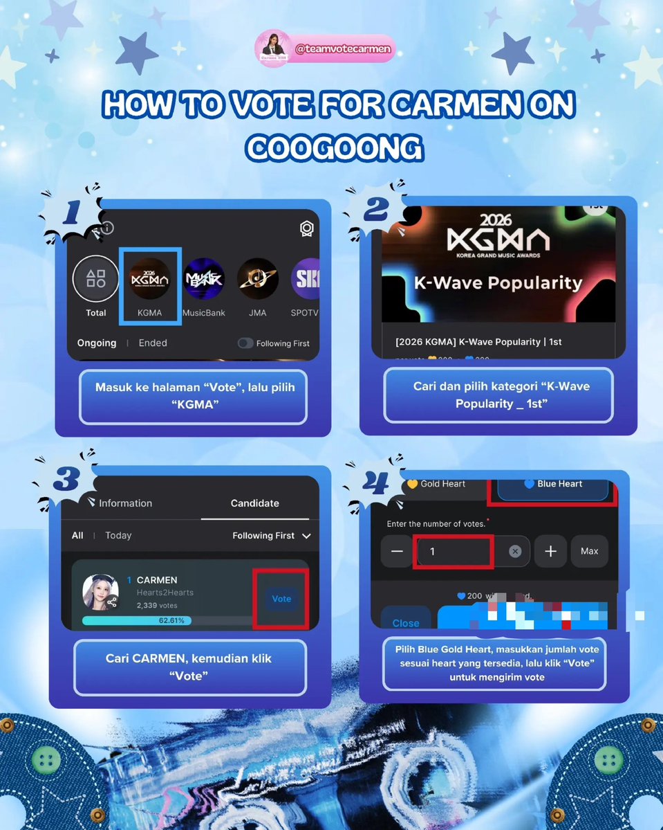 carmenthebees's tweet photo. 🚨 CARAMELS, untuk saat ini. Kalian bisa bantu kita untuk menyebarkan tutorial vote &amp; Qris Fundraising. Kita masih butuh sangat banyak hearts, karena kita harus unggul 3% di round 2, nothing impossible. Semangat caramels ~ https://t.co/NZr9ZQHyIz