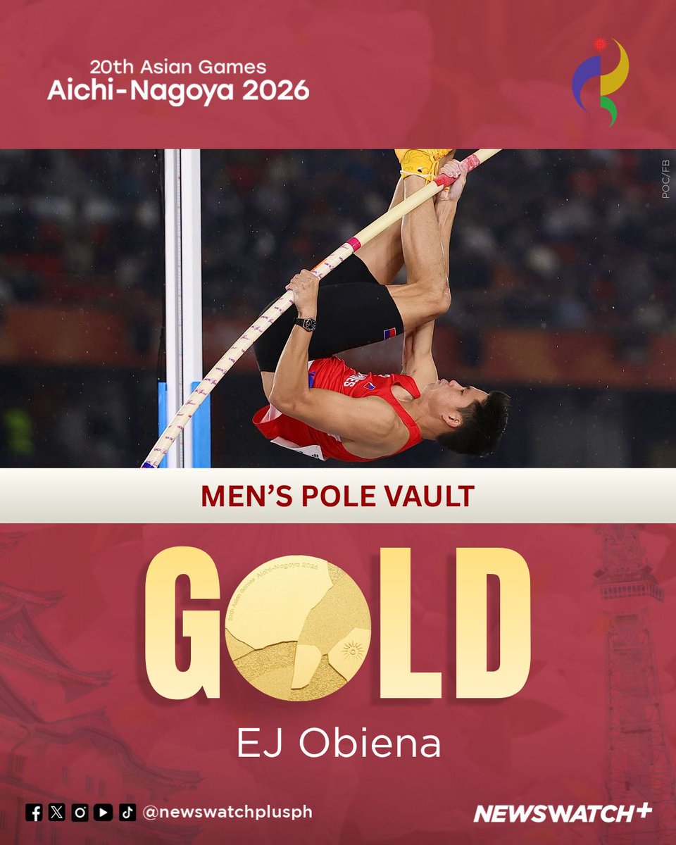 newswatchplusph's tweet photo. BACK-TO-BACK ASIAN GAMES GOLD FOR OBIENA 🥇

BREAKING: EJ Obiena captured his second straight Asian Games gold medal after setting the new record in men's pole vault at the 20th Asian Games in Japan.

Obiena cleared 5.91 meters to successfully defend the title in the quadrennial meet. | @cjmarquez_