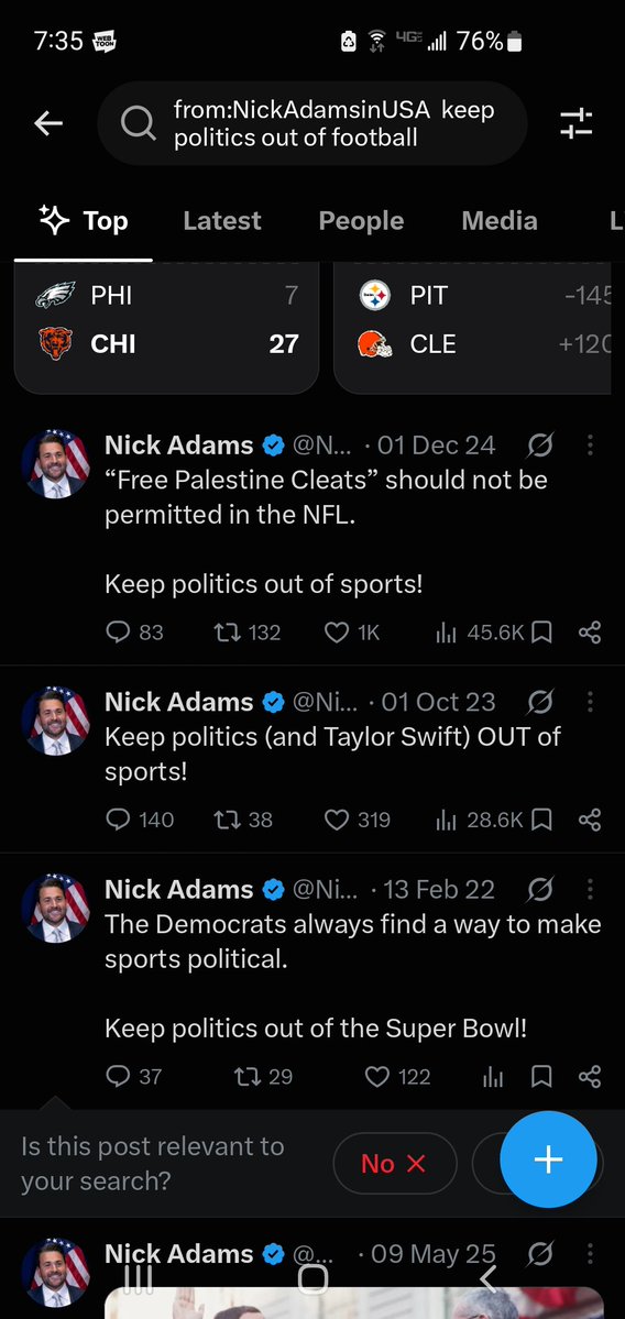 WittyDoe's tweet photo. @NickAdamsinUSA "Keep politics out of football!" Fucking lol https://t.co/ATVqYjnH1O
