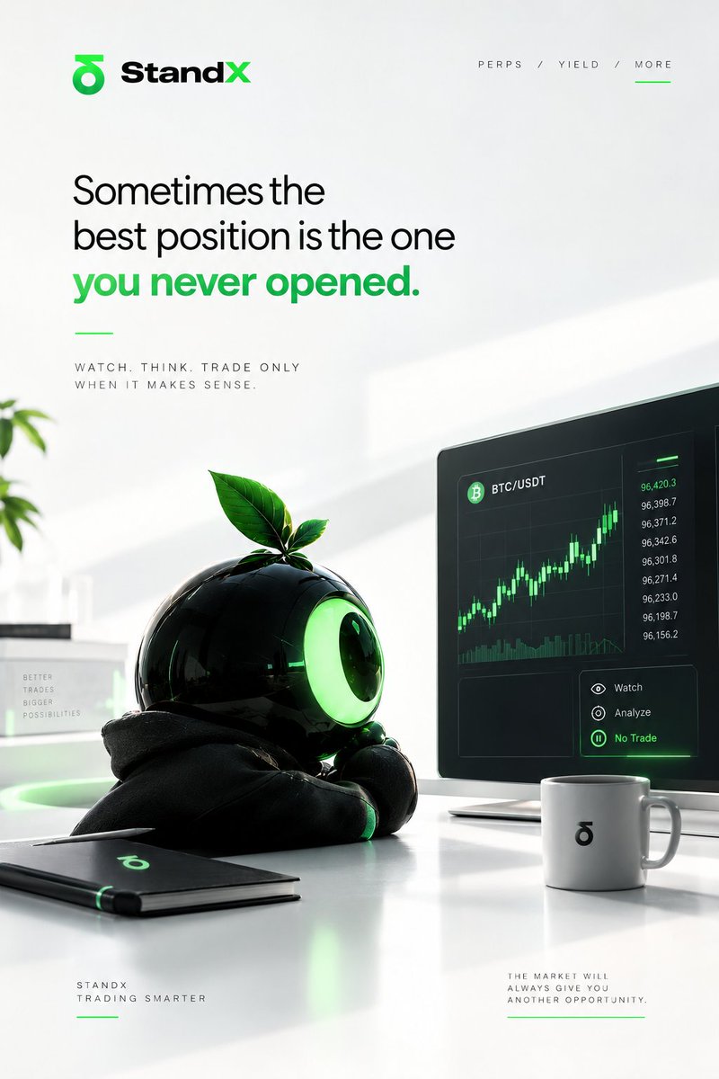 CarlosSPerreira's tweet photo. StandX: Watching Vs Participating
There’s a difference between watching the market and feeling like you have to participate in it.
Sometimes the best position is the one I never opened.🧵
@StandX_Official | @Stander_StandX | @jimmyitsopen | #StandX https://t.co/zeiVzHLBXH
