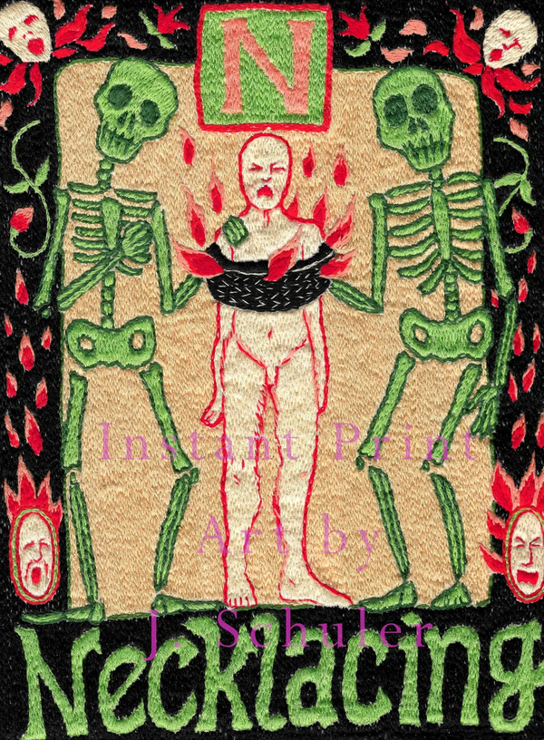 JulieKSchuler's tweet photo. N is for Necklacing
hand-embroidered art, part of The Executioner's Alphabet
Julie Schuler

https://t.co/aESFKnpMuL

#handembroidery #darkart #skeletons #spooky #textileart #fiberart #digital https://t.co/DAFyKRSZvk