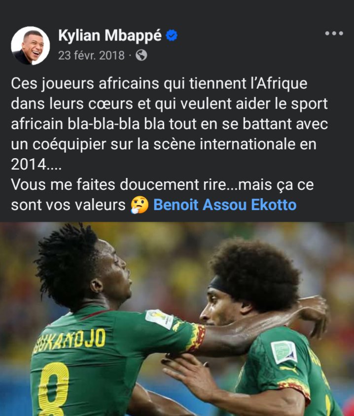 kouahi94's tweet photo. @KMbappe Le passé peut être rappelé, bien sûr. Mais réduire tout un engagement pour le football africain à un incident de 2014, c’est un peu facile. Les actes présents comptent aussi. 😉⚽
Nb: africain est très rancunier nous n'avons pas besoin de ton ballon d'or https://t.co/Crof94FStx