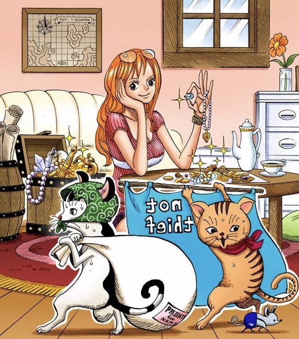 HauntingUrHouse's tweet photo. cat burglar nami loving cats is so fitting https://t.co/D3uusMRWvy