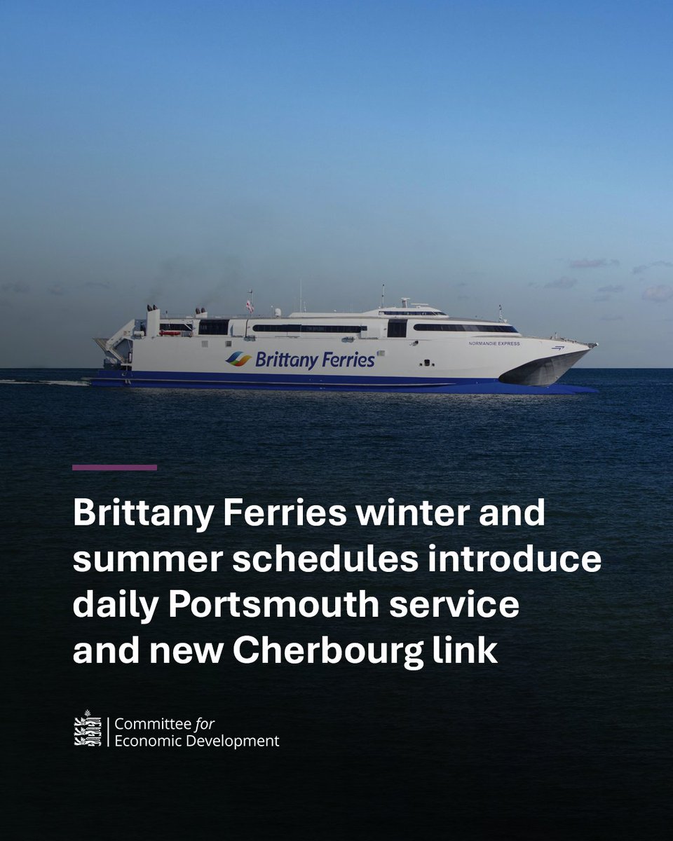 Govgg's tweet photo. Brittany Ferries winter and summer schedules will introduce a daily Portsmouth service, as well as a new triangular routing via Cherbourg to Portsmouth, providing a new link between Guernsey and Cherbourg.

Find out more: https://t.co/Fd5gLuDmKX https://t.co/pbF9uUU1C4