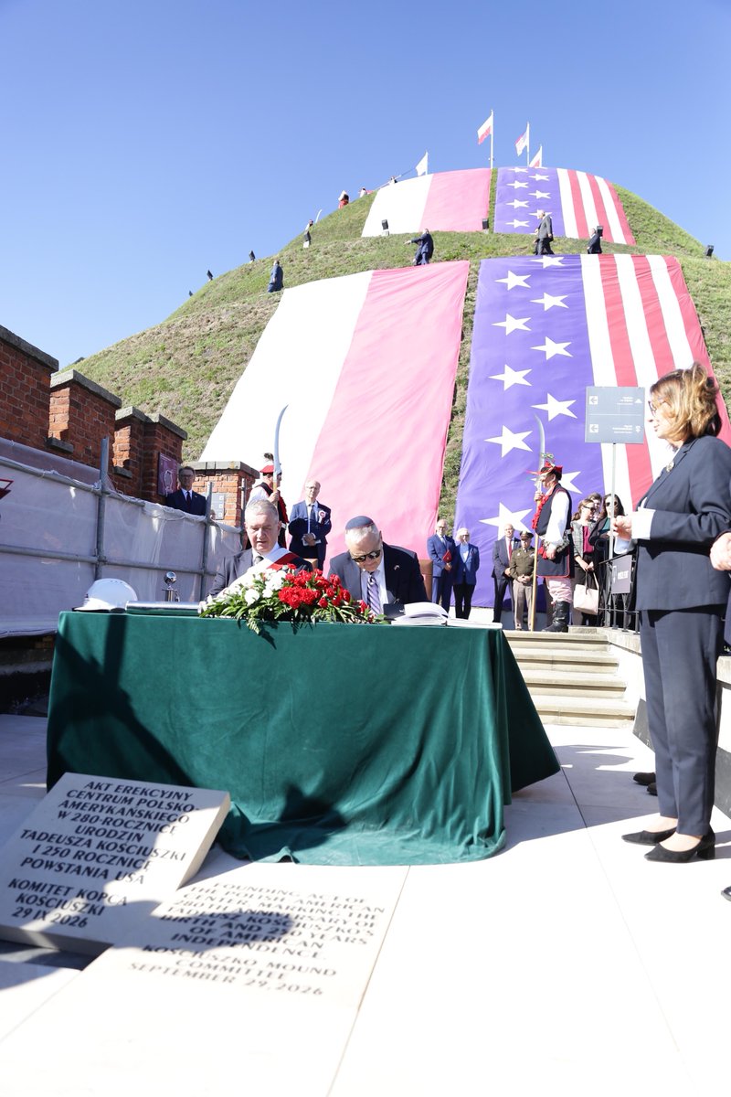 USAmbPoland's tweet photo. Proud to announce a $150,000 AFCP grant to help restore and preserve the future site of the Kościuszko Mound’s Polish American Center — a living symbol of the friendship between our two nations. Under @POTUS, we remain committed to preserving the shared history that binds the United States and Poland.