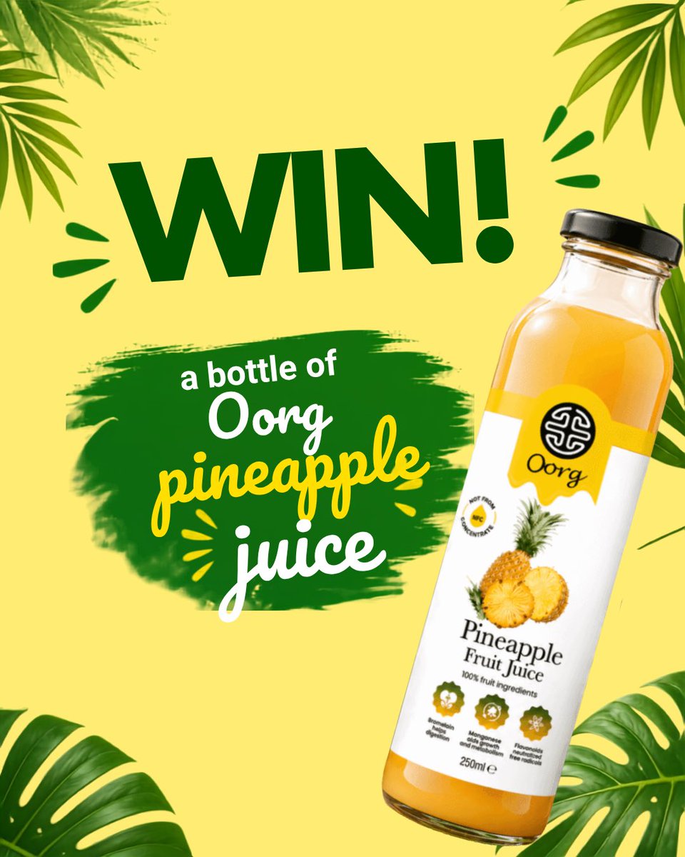 realfoods_uk's tweet photo. IT’S COMPETITION TIME! 🍍🎉

We’re giving one lucky person the chance to #WIN a bottle of Oorg Natural Pineapple Juice🌴🍍

TO ENTER: • Follow @realfoods_uk • Comment your favourite tropical fruit to enter🍍 • Tag your friends if you think they’d love the chance to win too! https://t.co/J2vKnMoyav