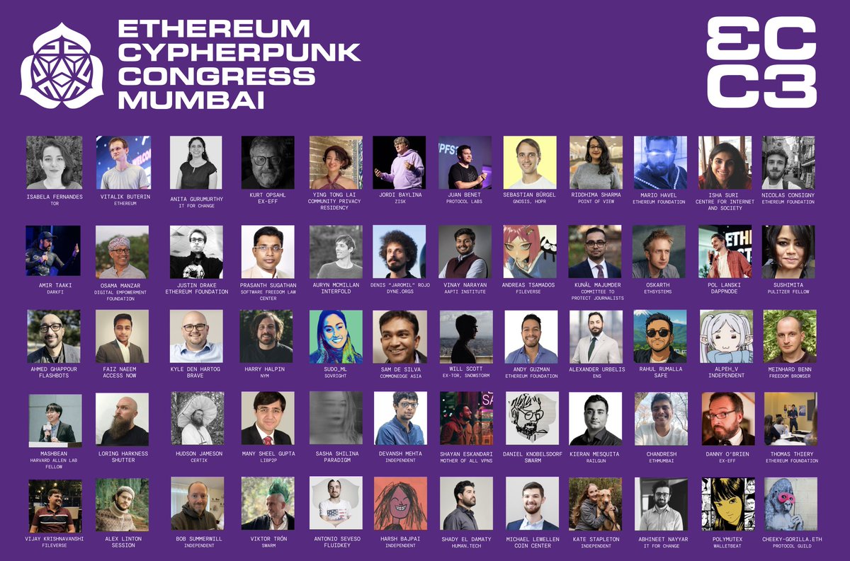 web3privacy's tweet photo. 🫂4000 people
🔊80 speakers from @Isa to @VitalikButerin 
🩷20 community partners from @torproject to @OpenObservatory 
⛑️50 volunteers
🫆1 Cypherpunk Congress

Joy of activism 🪷 Mumbai, 2 Nov: https://t.co/tmQC59hroB https://t.co/ipfk3T2IMq