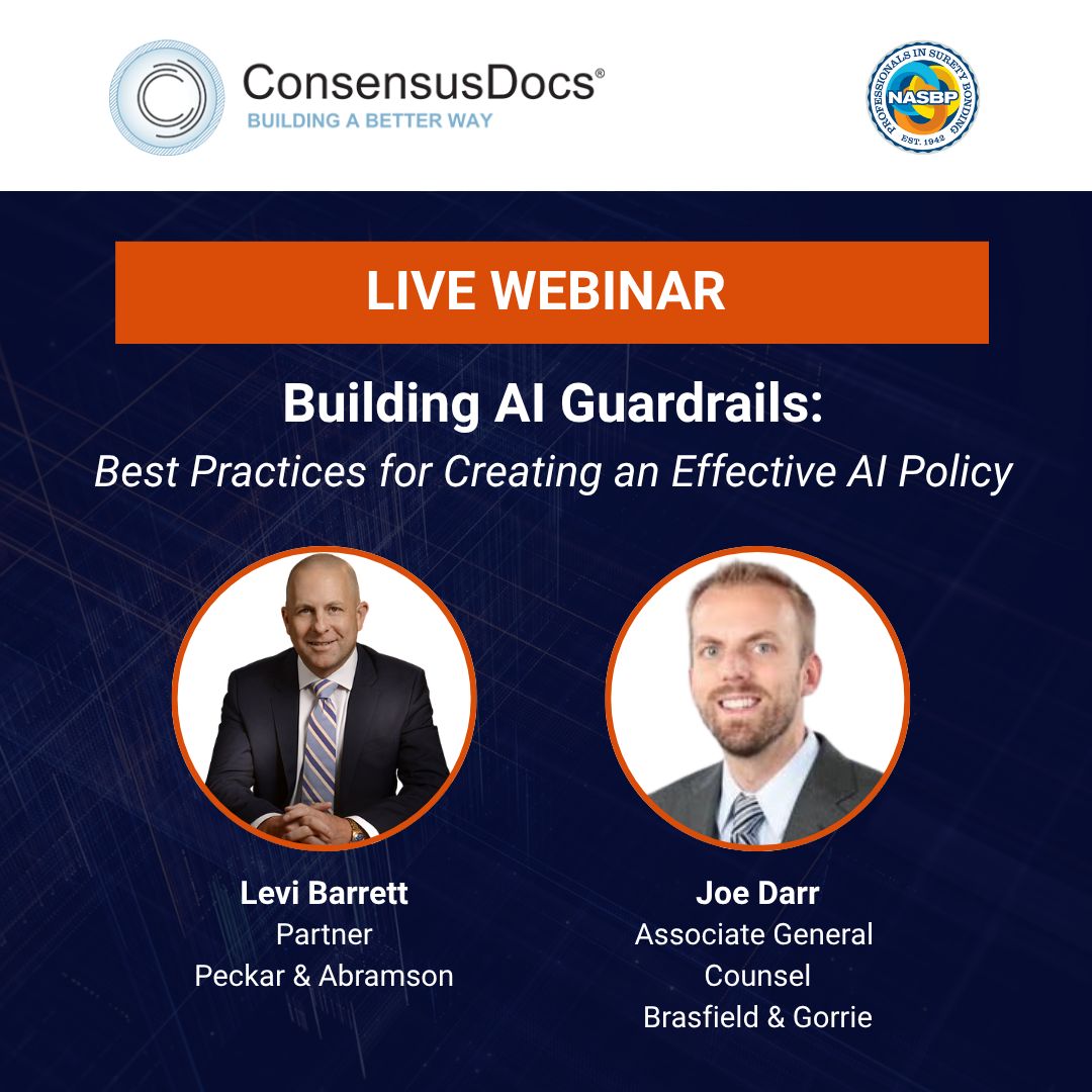 nasbp's tweet photo. Register for the NASBP-supported ConsensusDocs webinar held at 2pm ET on Wednesday, September 30: https://t.co/MpFzZAPpQM Learn how #contractors can support safe and compliant #AI use. Registration is $79, #NASBP members take 20% off w/ code w26q3nasbp. #StabilityThroughPurpose https://t.co/QHQeJszsjp
