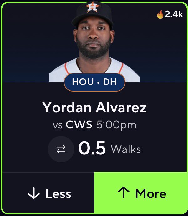 ShadowPicksHQ's tweet photo. MLB Play ⚾️

Yordan Alvarez O 0.5 Walks 🔒

White Sox starter Hagen Smith owns a 14.5% walk rate and throws just 45.5% of his pitches in the zone 🗑️

Yordan was intentionally walked 33 times this season. No team wants to pitch to this man 😂

TAP 💛 FOR MORE PP LOCKS https://t.co/D6JEz2H3Ho