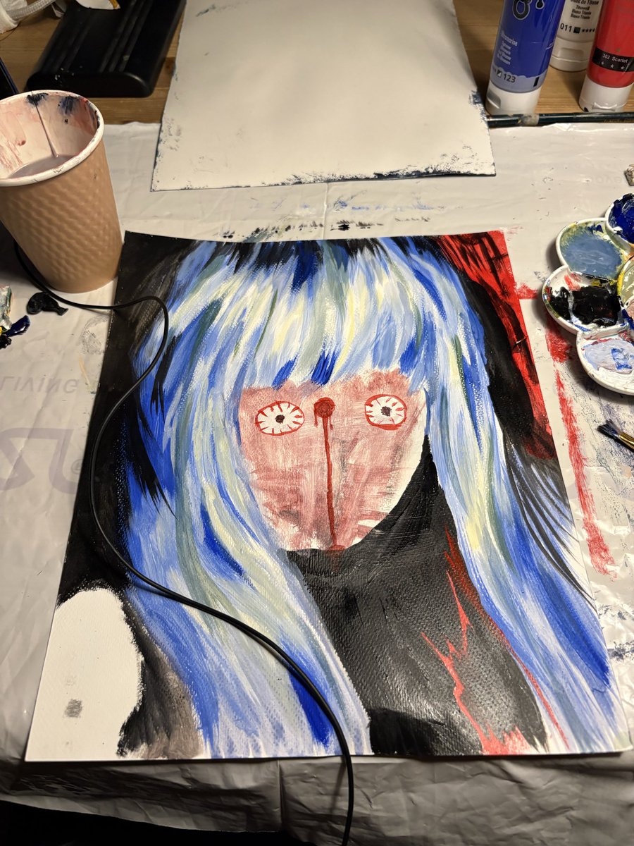 Chiyanyah's tweet photo. Mom: "Let me see what you're painting" uhm how about no(not claiming it's good) #painting https://t.co/L2pSHG8q66