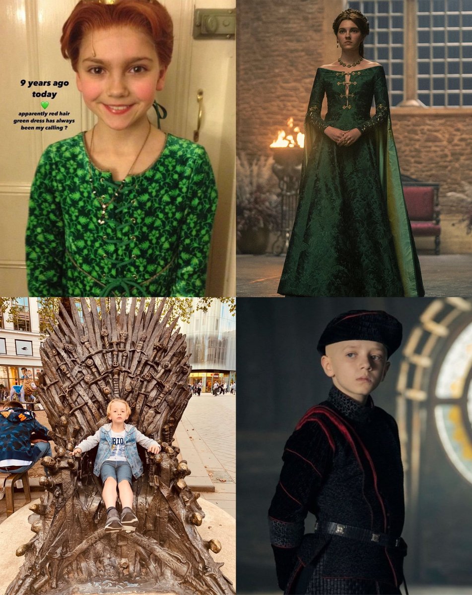 westerosies's tweet photo. “9 years ago today, apparently red hair green dress has always been my calling?” —Emily Carey 

“4 years ago, I found this throne in London and my mum took a photo of me on it. Neither of us knew what it was. Little did we know years later I would be connected to it in a way we could never have imagined.” —Dexter Sol Ansell